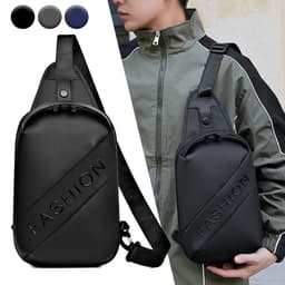 Fashion Black Sac de poitrine décontracté pour hommes avec bandoulière LX068 - Noir 1