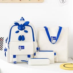 Ensemble de sacs d’école Kawai pour adolescents 4Pcs Lapin X Blanc – محفظة 4 قطع كاواي أبيض  1