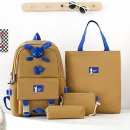 Ensemble de sacs d’école Kawai pour adolescents 4Pcs Lapin X Marron – محفظة 4 قطع كاواي بني  1