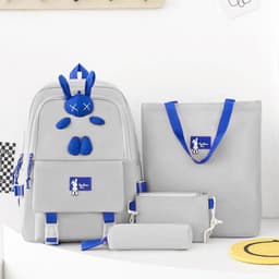Ensemble de sacs d’école Kawai pour adolescents 4Pcs Lapin X Gris – محفظة 4 قطع كاواي رمادي 1