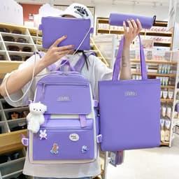 Ensemble de sacs d’école Kawai pour adolescents 4Pcs CLBD V1 Mauve – محفظة 4 قطع كاواي بنفسجي 5