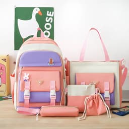 Ensemble de sacs d’école Kawai pour adolescents 5Pcs Guiyu V1 Rose – محفظة 5 قطع كاواي وردي 3