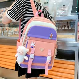 Ensemble de sacs d’école Kawai pour adolescents 5Pcs Guiyu V1 Rose – محفظة 5 قطع كاواي وردي 7