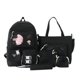 Ensemble de sacs d’école Kawai pour adolescents 5Pcs Guiyu V2 Noir – محفظة 5 قطع كاواي أسود 1