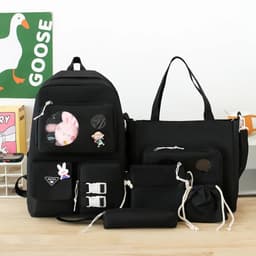 Ensemble de sacs d’école Kawai pour adolescents 5Pcs Guiyu V2 Noir – محفظة 5 قطع كاواي أسود 4