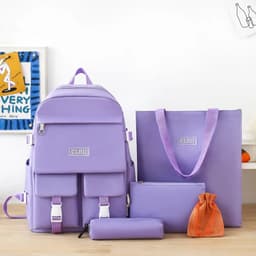 Ensemble de sacs d’école Kawai pour adolescents 5Pcs CLBD V2 Mauve – محفظة 5 قطع كاواي بنفسجي 1