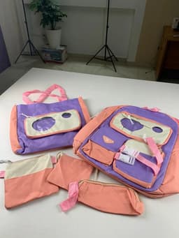 Ensemble de sacs d’école Kawai pour adolescents 5Pcs Guiyu V2 Rose – محفظة 5 قطع كاواي وردي 4
