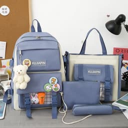 Ensemble de sacs d’école Kawai pour adolescents 4Pcs HAOLIDA V1 Bleu – محفظة 4 قطع كاواي أزرق 7