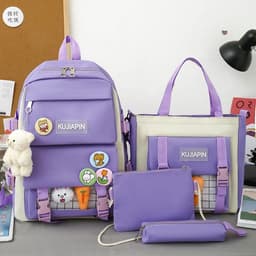 Ensemble de sacs d’école Kawai pour adolescents 4Pcs HAOLIDA V1 Mauve – محفظة 4 قطع كاواي بنفسجي 1