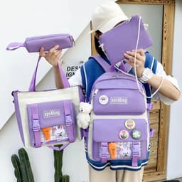 Ensemble de sacs d’école Kawai pour adolescents 4Pcs HAOLIDA V1 Mauve – محفظة 4 قطع كاواي بنفسجي 7