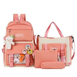 Ensemble de sacs d’école Kawai pour adolescents 4Pcs HAOLIDA V1 Rose – محفظة 4 قطع كاواي وردي 1