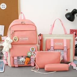 Ensemble de sacs d’école Kawai pour adolescents 4Pcs HAOLIDA V1 Rose – محفظة 4 قطع كاواي وردي 7
