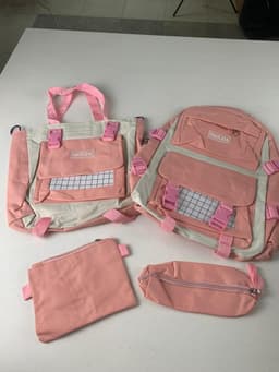 Ensemble de sacs d’école Kawai pour adolescents 4Pcs HAOLIDA V1 Rose – محفظة 4 قطع كاواي وردي 2