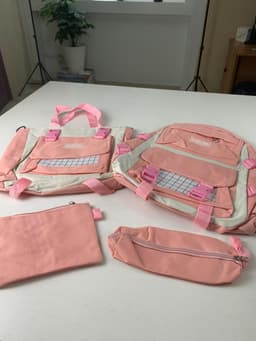 Ensemble de sacs d’école Kawai pour adolescents 4Pcs HAOLIDA V1 Rose – محفظة 4 قطع كاواي وردي 3