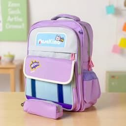 Sac à Dos pour Enfants avec Trousse Assortie 2504 Mauve – حقيبة ظهر مدرسية للأطفال مع مقلمة بنفسجي 1