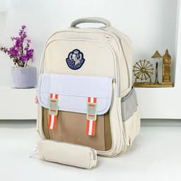 Sac à Dos pour Enfants avec Trousse Assortie KBAG Beige – حقيبة ظهر مدرسية للأطفال مع مقلمة بيج 1