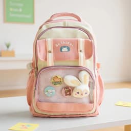 Sac à Dos Scolaire pour Enfants Style Kawaii BoShiKai Rose – حقيبة ظهر مدرسية للأطفال وردي 1