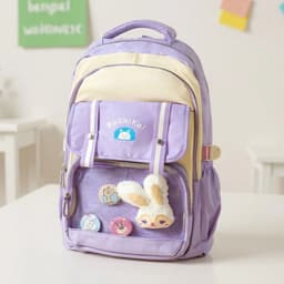 Sac à Dos Scolaire pour Enfants Style Kawaii BoShiKai Mauve – حقيبة ظهر مدرسية للأطفال بنفسجي 1