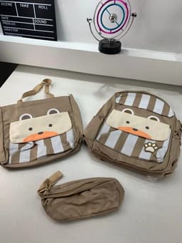 Ensemble de sacs d’école Kawai pour adolescents 3Pcs Ours Beige – محفظة 3 قطع كاواي بيج 8