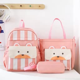 Ensemble de sacs d’école Kawai pour adolescents 3Pcs Ours Rose – محفظة 3 قطع كاواي وردي 1