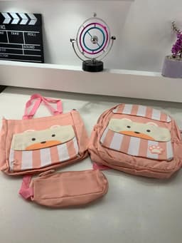 Ensemble de sacs d’école Kawai pour adolescents 3Pcs Ours Rose – محفظة 3 قطع كاواي وردي 4