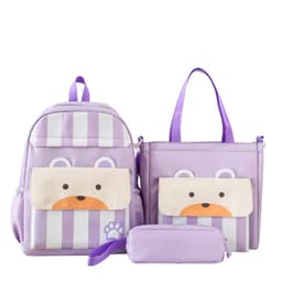 Ensemble de sacs d’école Kawai pour adolescents 3Pcs Ours Mauve – محفظة 3 قطع كاواي بنفسجي 3