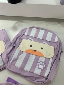 Ensemble de sacs d’école Kawai pour adolescents 3Pcs Ours Mauve – محفظة 3 قطع كاواي بنفسجي 5