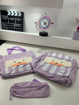 Ensemble de sacs d’école Kawai pour adolescents 3Pcs Ours Mauve – محفظة 3 قطع كاواي بنفسجي 6