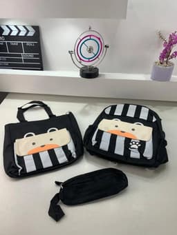 Ensemble de sacs d’école Kawai pour adolescents 3Pcs Ours Noir – محفظة 3 قطع كاواي أسود 4