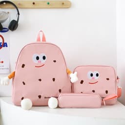 Ensemble de sacs d’école Kawai pour adolescents 3Pcs Language Rose – محفظة 3 قطع كاواي وردي 1