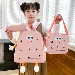 Ensemble de sacs d’école Kawai pour adolescents 3Pcs Language Rose – محفظة 3 قطع كاواي وردي 3