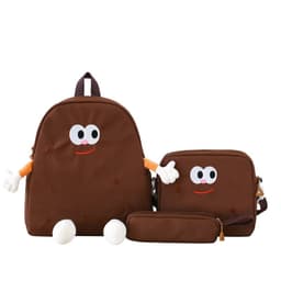 Ensemble de sacs d’école Kawai pour adolescents 3Pcs Language Marron – محفظة 3 قطع كاواي بني 3