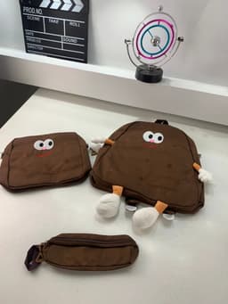 Ensemble de sacs d’école Kawai pour adolescents 3Pcs Language Marron – محفظة 3 قطع كاواي بني 5