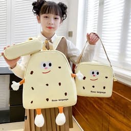 Ensemble de sacs d’école Kawai pour adolescents 3Pcs Language Jaune – محفظة 3 قطع كاواي أصفر 2