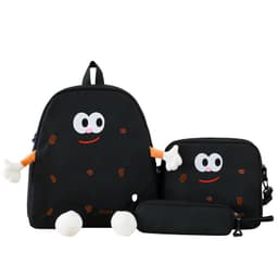 Ensemble de sacs d’école Kawai pour adolescents 3Pcs Language Noir – محفظة 3 قطع كاواي أسود 2