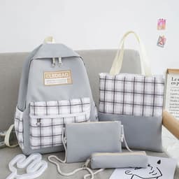 Ensemble de sacs d’école Kawai pour adolescents 4Pcs CLBD V4 Gris – محفظة 4 قطع كاواي رمادي 1