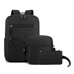 Sac à dos homme avec sac bandoulière et trousse 3en1 noir 127772-5 – محفظة ظهر رجالية 3 قطع أسود 1