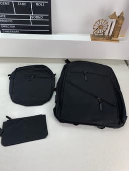 Sac à dos homme avec sac bandoulière et trousse 3en1 noir 127772-5 – محفظة ظهر رجالية 3 قطع أسود 4