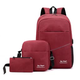 Sac à dos homme avec sac bandoulière et trousse 3en1 rouge 2755-8 – محفظة ظهر رجالية 3 قطع أحمر 1