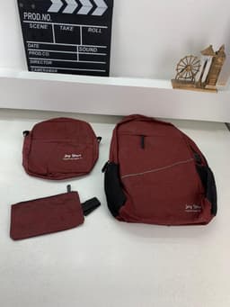 Sac à dos homme avec sac bandoulière et trousse 3en1 rouge 2755-8 – محفظة ظهر رجالية 3 قطع أحمر 3