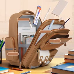 Sac à Dos Enfant pour École primaire de Haute Qualité Marron – حقيبة ظهر مدرسية للأطفال بني 7