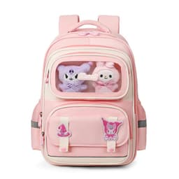 Sac à Dos Enfant Ludique avec Plusieurs Compartiment et un Peluche LM-5122 Rose – حقيبة ظهر للأطفال وردي 1