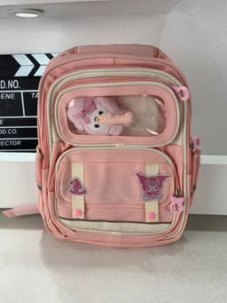 Sac à Dos Enfant Ludique avec Plusieurs Compartiment et un Peluche LM-5122 Rose – حقيبة ظهر للأطفال وردي 6