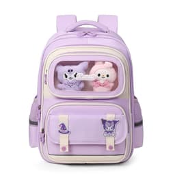 Sac à Dos Enfant Ludique avec Plusieurs Compartiment et un Peluche LM-5122 Mauve – حقيبة ظهر للأطفال بنفسجي 1