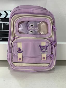Sac à Dos Enfant Ludique avec Plusieurs Compartiment et un Peluche LM-5122 Mauve – حقيبة ظهر للأطفال بنفسجي 5