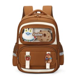 Sac à Dos Enfant Ludique avec Plusieurs Compartiment et un Peluche LM-5122 Marron – حقيبة ظهر للأطفال بني 1