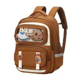 Sac à Dos Enfant Ludique avec Plusieurs Compartiment et un Peluche LM-5122 Marron – حقيبة ظهر للأطفال بني 2