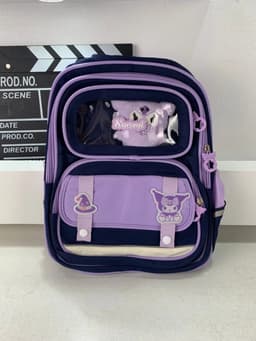 Sac à Dos Enfant Ludique avec Plusieurs Compartiment et un Peluche LM-5122 Bleu Nuit et Mauve – حقيبة ظهر للأطفال أزرق ليلي وبنفسجي 6