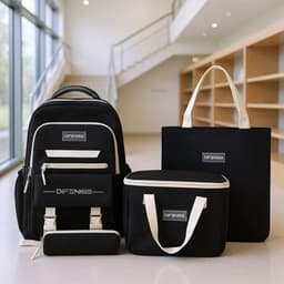 Ensemble de sac à dos kawaii 4Pcs avec porte manger isotherme noir – طقم محفظة مع حقيبة حفظ الطعام 3