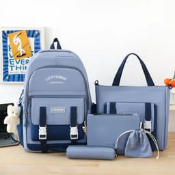 Ensemble de sacs d’école Kawai pour adolescents 5Pcs YISIYUAN Bleu – محفظة 5 قطع كاواي أزرق 1